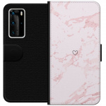 Portemonnee-hoesje voor Huawei P40 Pro met Roze Hart ontwerp Portemonnee-hoesje voor Huawei P40 Pro met Roze Hart ontwerp