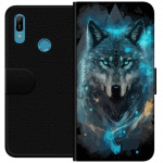 Portemonnee-hoesje voor Huawei Y6 (2019) met Wolf ontwerp Portemonnee-hoesje voor Huawei Y6 (2019) met Wolf ontwerp