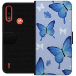 Portemonnee-hoesje voor Motorola Moto E7 Power met Blauwe vlinders ontwerp