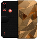 Portemonnee-hoesje voor Motorola Moto E7 Power met 3D Goud ontwerp