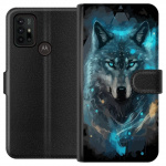 Portemonnee-hoesje voor Motorola Moto G30 met Wolf ontwerp