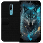 Portemonnee-hoesje voor Nokia 2.4 met Wolf ontwerp Portemonnee-hoesje voor Nokia 2.4 met Wolf ontwerp