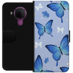 Portemonnee-hoesje voor Nokia 5.4 met Blauwe vlinders ontwerp Portemonnee-hoesje voor Nokia 5.4 met Blauwe vlinders ontwerp