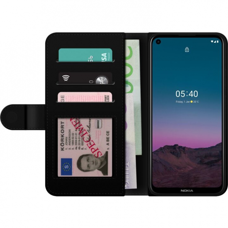 Portemonnee-hoesje voor Nokia 5.4 met Blauwe vlinders ontwerp Portemonnee-hoesje voor Nokia 5.4 met Blauwe vlinders ontwerp