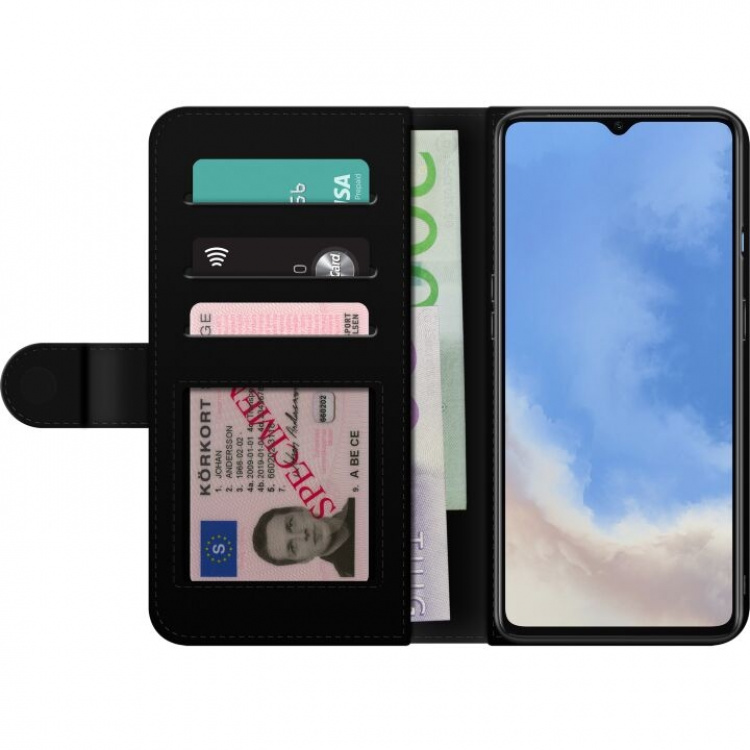 Portemonnee-hoesje voor OnePlus 7T met Goudglans ontwerp