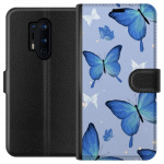 Portemonnee-hoesje voor OnePlus 8 Pro met Blauwe vlinders ontwerp