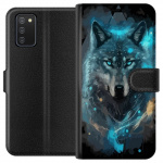 Portemonnee-hoesje voor Samsung Galaxy A02s met Wolf ontwerp