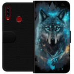 Portemonnee-hoesje voor Samsung Galaxy A20s met Wolf ontwerp