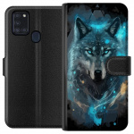 Portemonnee-hoesje voor Samsung Galaxy A21s met Wolf ontwerp