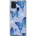 Mobiele hoes voor Samsung Galaxy A21s met Blauwe vlinders ontwerp Mobiele hoes voor Samsung Galaxy A21s met Blauwe vlinders ontwerp