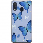 Mobiele hoes voor Samsung Galaxy A40 met Blauwe vlinders ontwerp