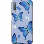 Mobiele hoes voor Samsung Galaxy A7 (2018) met Blauwe vlinders ontwerp