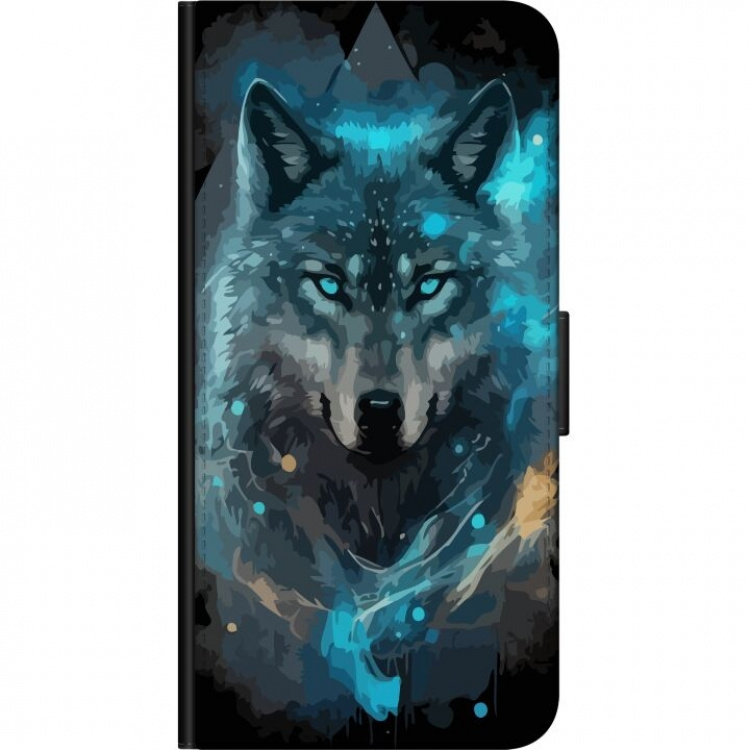 Portemonnee-hoesje voor Samsung Galaxy Alpha met Wolf ontwerp