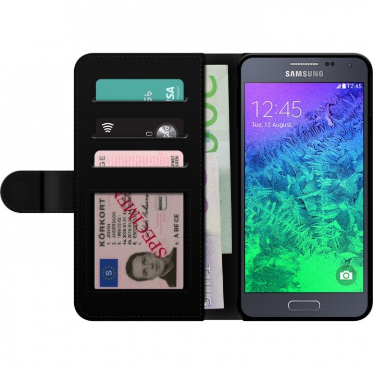Portemonnee-hoesje voor Samsung Galaxy Alpha met Blauwe vlinders ontwerp
