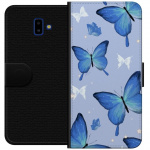 Portemonnee-hoesje voor Samsung Galaxy J6+ met Blauwe vlinders ontwerp