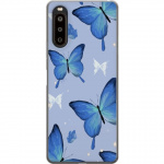Mobiele hoes voor Sony Xperia 10 II met Blauwe vlinders ontwerp