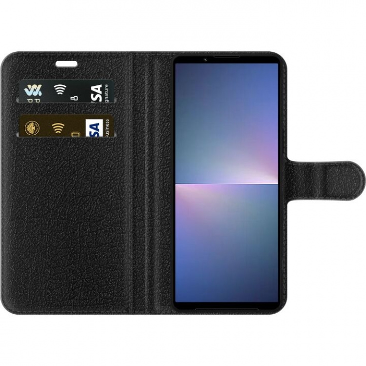 Portemonnee-hoesje voor Sony Xperia 5 V met Goudglans ontwerp Portemonnee-hoesje voor Sony Xperia 5 V met Goudglans ontwerp