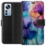 Portemonnee-hoesje voor Xiaomi 12 Pro met Magische bloemen ontwerp