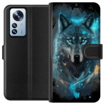 Portemonnee-hoesje voor Xiaomi 12 Pro met Wolf ontwerp