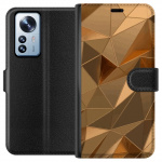 Portemonnee-hoesje voor Xiaomi 12 Pro met 3D Goud ontwerp