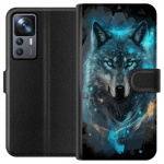Portemonnee-hoesje voor Xiaomi 12T Pro met Wolf ontwerp Portemonnee-hoesje voor Xiaomi 12T Pro met Wolf ontwerp