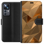 Portemonnee-hoesje voor Xiaomi 12T Pro met 3D Goud ontwerp Portemonnee-hoesje voor Xiaomi 12T Pro met 3D Goud ontwerp