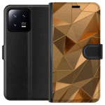 Portemonnee-hoesje voor Xiaomi 13 met 3D Goud ontwerp