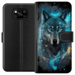 Portemonnee-hoesje voor Xiaomi Poco X3 NFC met Wolf ontwerp