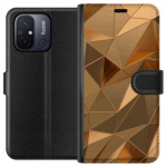 Portemonnee-hoesje voor Xiaomi Redmi 12C met 3D Goud ontwerp