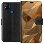 Portemonnee-hoesje voor Xiaomi Redmi 9C met 3D Goud ontwerp Portemonnee-hoesje voor Xiaomi Redmi 9C met 3D Goud ontwerp