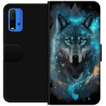 Portemonnee-hoesje voor Xiaomi Redmi Note 9 4G met Wolf ontwerp