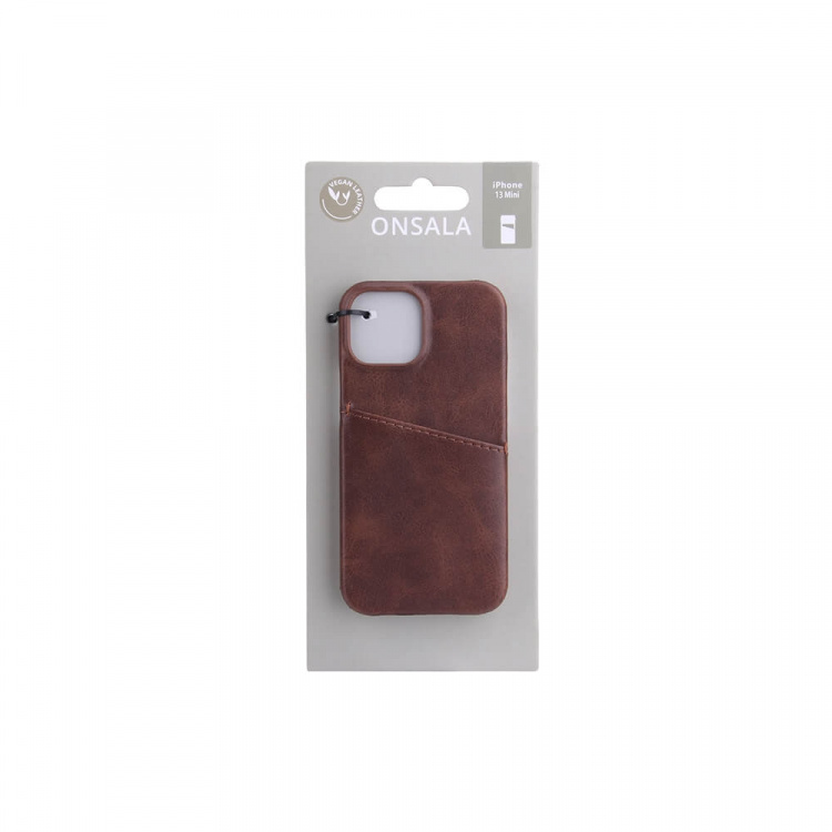 ONSALA Mobile Cover Brown with Cardpocket iPhone 13 Mini ONSALA Mobile Cover Brown with Cardpocket iPhone 13 Mini