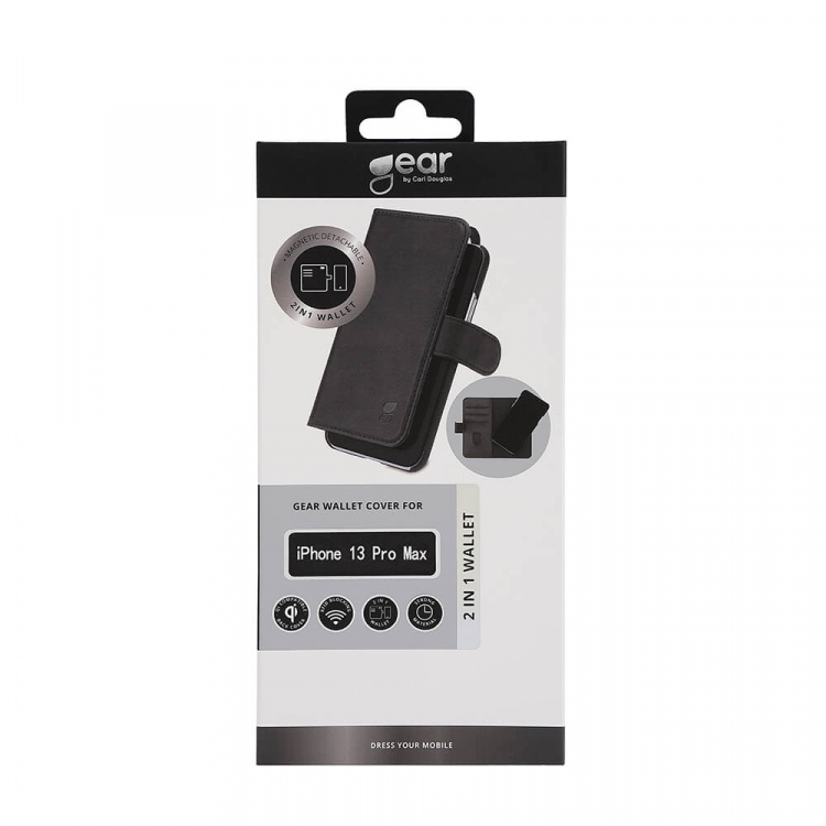 GEAR Wallet Black 3 Cardpockets iPhone 13 Pro Max 2in1 Magnetcover
