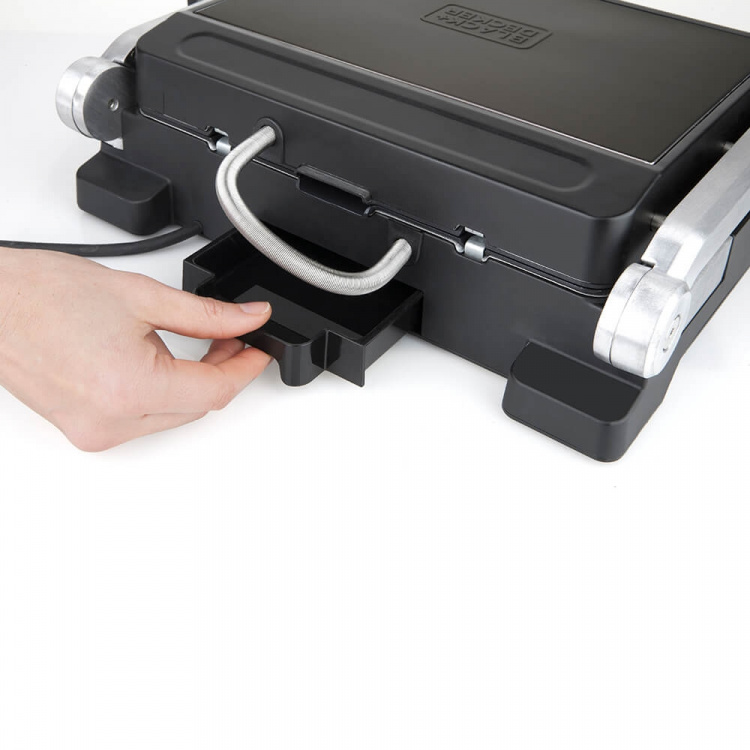 BLACK+DECKER Contact Grill Temp Control Extra Plattor 2000W Brushed
