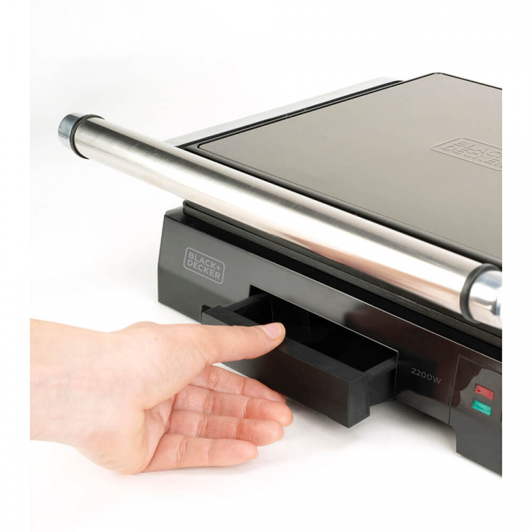 BLACK+DECKER Contact Grill Temp Control 2200W Brushed