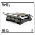 BLACK+DECKER Contact Grill Temp Control 2200W Brushed