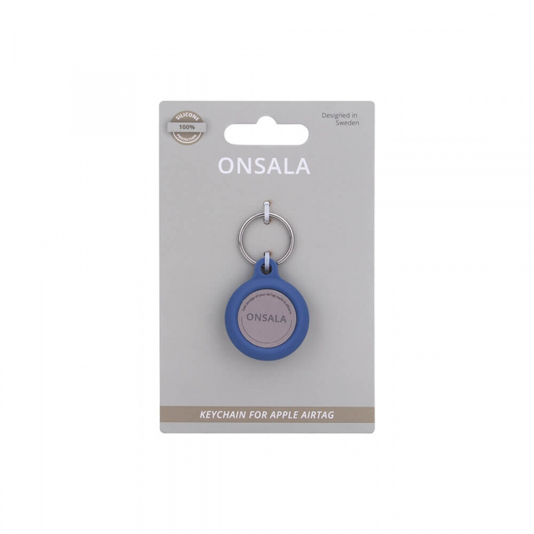 ONSALA Airtag Holder Silicone Blue with Keyring