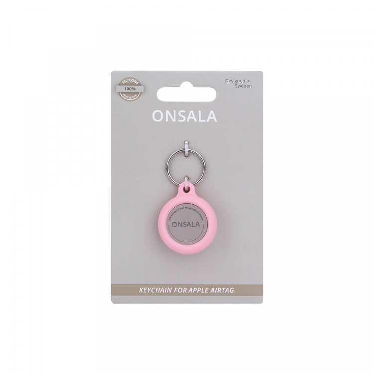 ONSALA Airtag Holder Silicone Pink with Keyring
