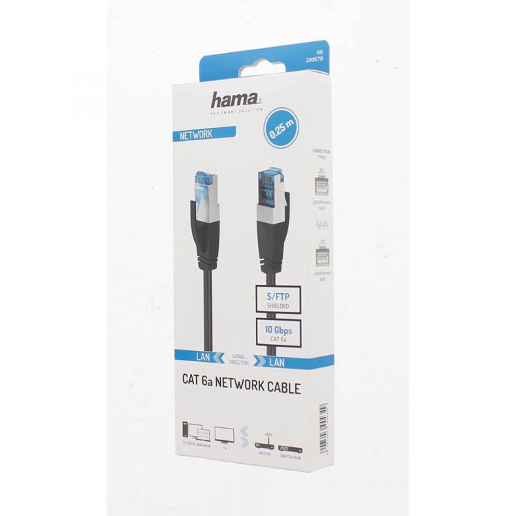 HAMA Cable Network CAT6a S/FTP 0.25m Black HAMA Cable Network CAT6a S/FTP 0.25m Black
