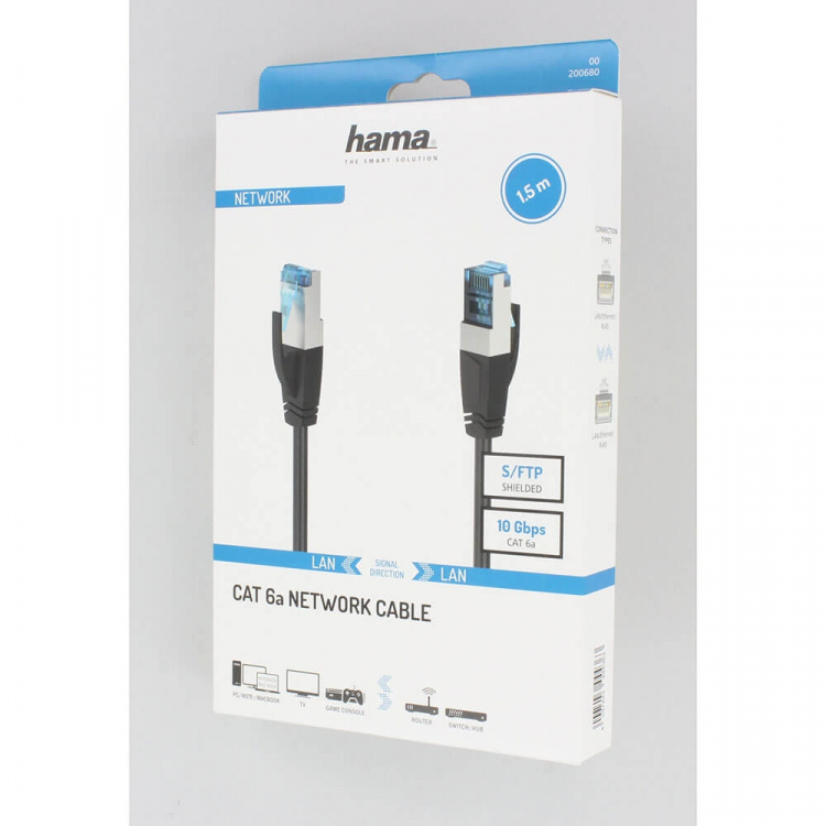 HAMA Cable Network CAT6a S/FTP 1.5m Black
