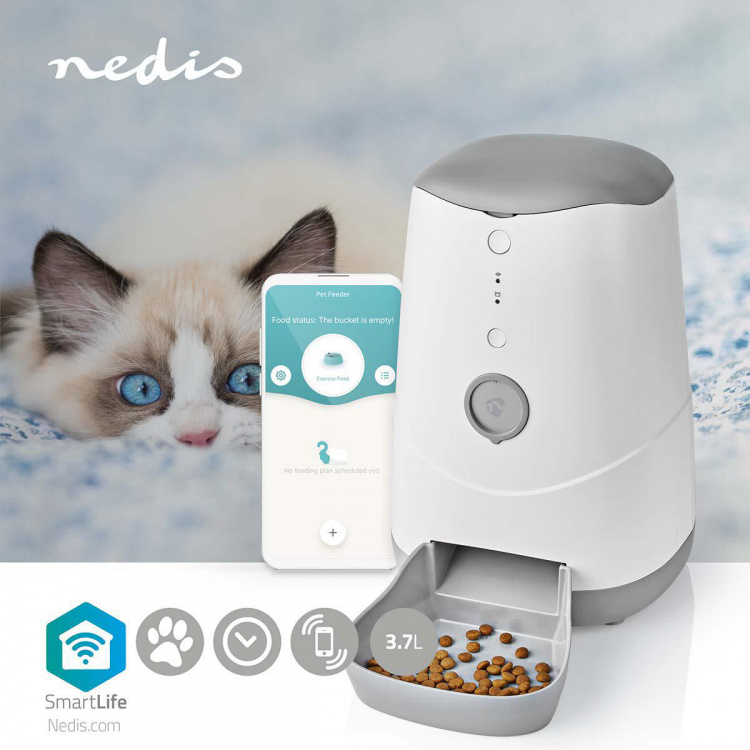 Nedis SmartLife Dierenvoeding Dispenser | Automatische Voerbak Kat en Hond | Wi-Fi | 3.7 l | Android™ / IOS Nedis SmartLife Dierenvoeding Dispenser | Automatische Voerbak Kat en Hond | Wi-Fi | 3.7 l | Android™ / IOS