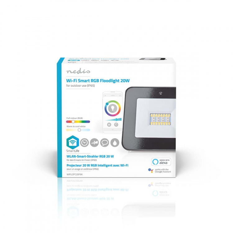 Nedis Smartlife Buitenlamp | 1600 lm | Wi-Fi | 20 W | RGB / Warm tot Koel Wit | 2700 - 6500 K | Aluminium | Android™ / IOS