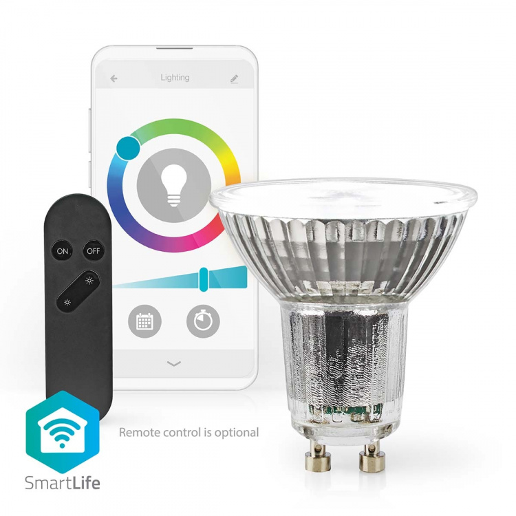 Nedis SmartLife LED Spot | Wi-Fi | GU10 | 345 lm | 5 W | RGB / Warm tot Koel Wit | 2700 - 6500 K | Energieklasse: G | Android™ / IOS | PAR16 | 1 Stuks Nedis SmartLife LED Spot | Wi-Fi | GU10 | 345 lm | 5 W | RGB / Warm tot Koel Wit | 2700 - 6500 K | Energieklasse: G | Android™ / IOS | PAR16 | 1 Stuks