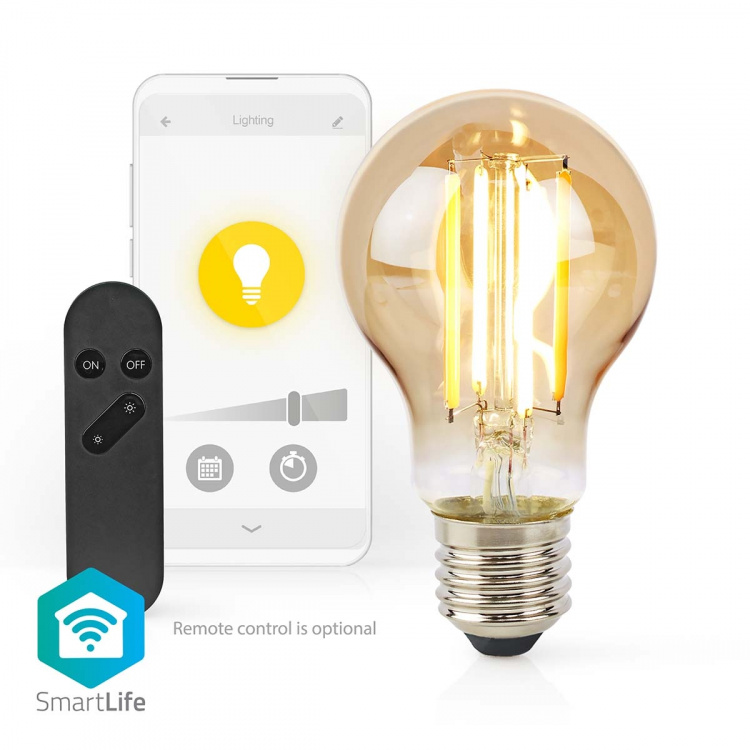 Nedis SmartLife LED Filamentlamp | E27 | 806 lm | 7 W | Warm Wit | 1800 - 3000 K | Glas | Android™ / IOS | Peer | 1 Stuks