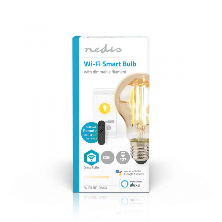 Nedis SmartLife LED Filamentlamp | E27 | 806 lm | 7 W | Warm Wit | 1800 - 3000 K | Glas | Android™ / IOS | Peer | 1 Stuks