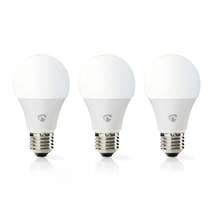 Nedis SmartLife LED Bulb | Wi-Fi | E27 | 806 lm | 9 W | Warm tot Koel Wit | 2700 - 6500 K | Android™ / IOS | Peer | 3 Stuks