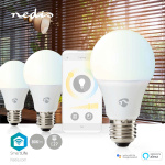 Nedis SmartLife LED Bulb | Wi-Fi | E27 | 806 lm | 9 W | Warm tot Koel Wit | 2700 - 6500 K | Android™ / IOS | Peer | 3 Stuks