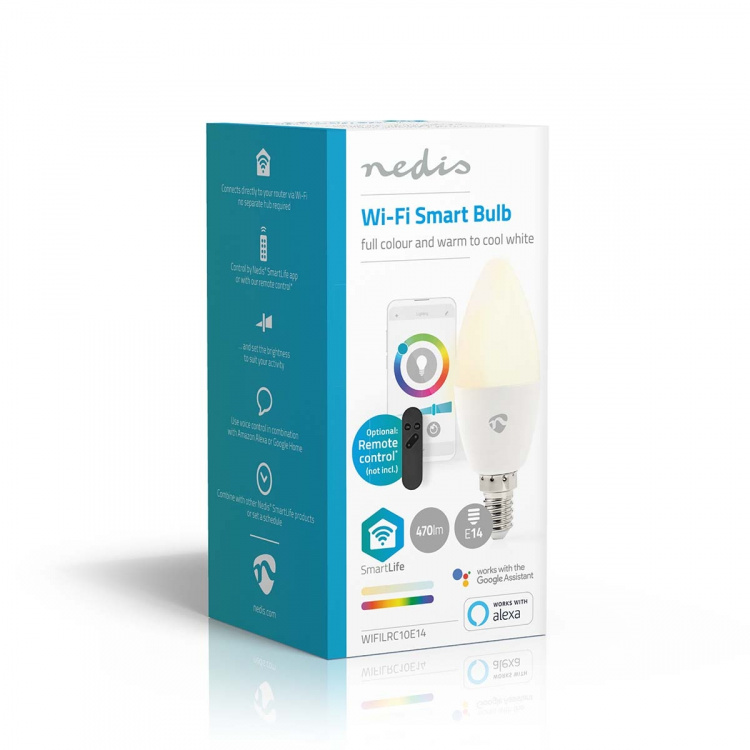Nedis SmartLife Multicolour Lamp | E14 | 470 lm | 4.90 W | RGB / Warm tot Koel Wit | 2700 - 6500 K | Android™ / IOS | Kaars | 1 Stuks Nedis SmartLife Multicolour Lamp | E14 | 470 lm | 4.90 W | RGB / Warm tot Koel Wit | 2700 - 6500 K | Android™ / IOS | Kaars | 1 Stuks