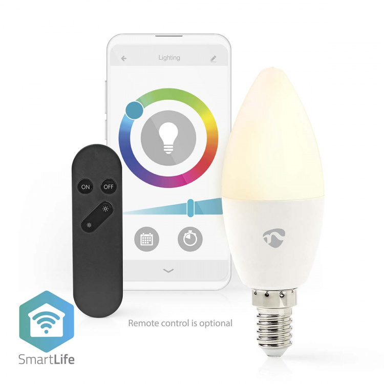 Nedis SmartLife Multicolour Lamp | E14 | 470 lm | 4.90 W | RGB / Warm tot Koel Wit | 2700 - 6500 K | Android™ / IOS | Kaars | 1 Stuks Nedis SmartLife Multicolour Lamp | E14 | 470 lm | 4.90 W | RGB / Warm tot Koel Wit | 2700 - 6500 K | Android™ / IOS | Kaars | 1 Stuks