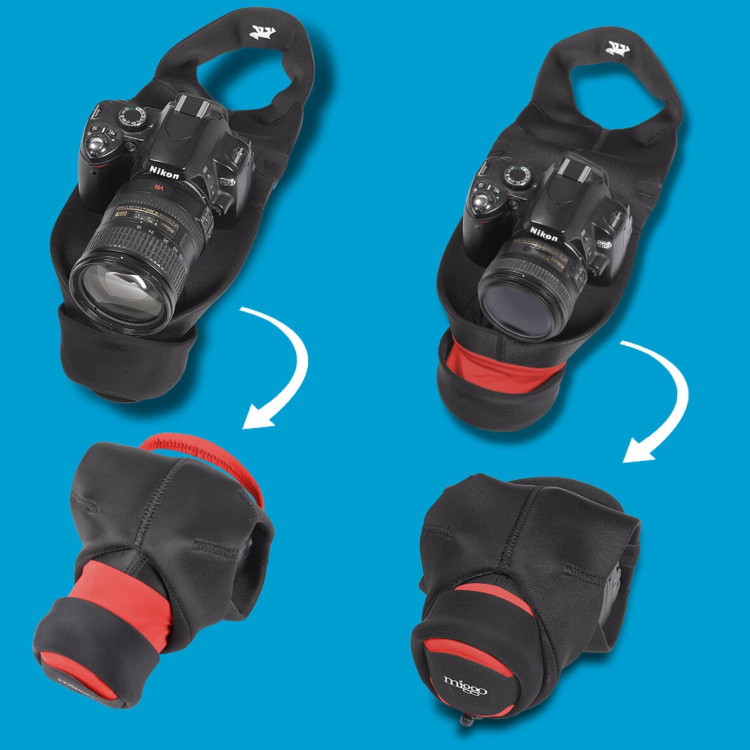 Protective Case with Grip Gri p and Wrap for DSLR, Black/Red